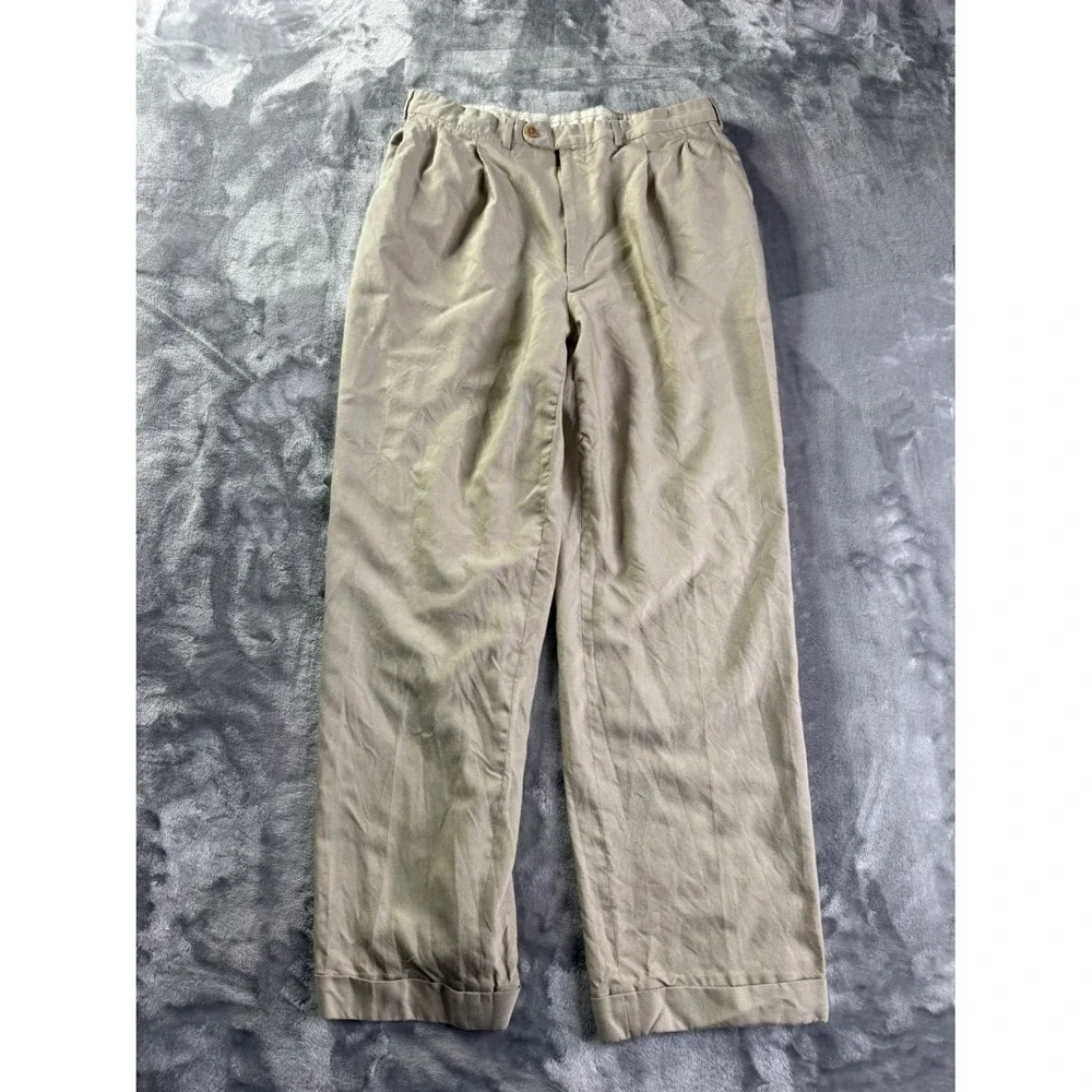 Ermenegildo Zegna Men's Pants Size 38 Tan Button-through Rear Pockets Wool